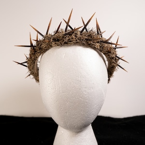 Autumn Mossy Thorn Crown Headpiece, Fall Spiked Halo, Druid Cosplay Headband