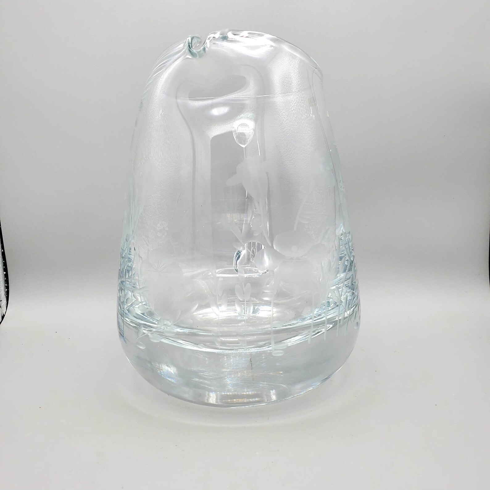 Krosno Poland Hand Blown Polished and Etched Crystal Pitcher Etsy