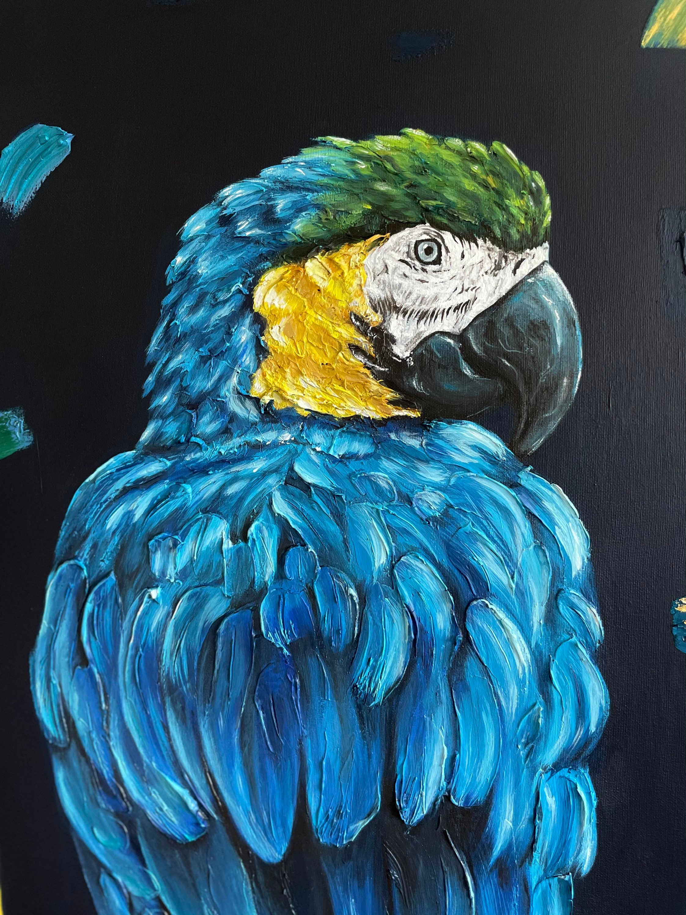 Original Painting Parrot Bird Art Large 24x 32 inches Etsy