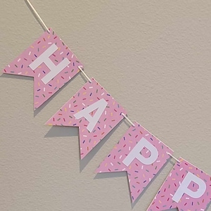 Pink Sprinkle Banner for Birthday Party Decor, Custom Decoration, Sprinkled with Love, Personalized Banner