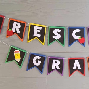 School/Preschool/Kindergarten/Graduation Banner - Customize - Primary Colors - Pencil and Apples