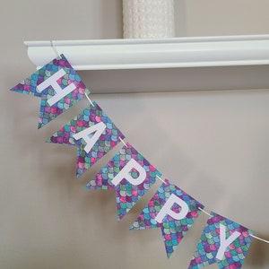 Mermaid Scale Banner - Birthday - Under The Sea - Customizable