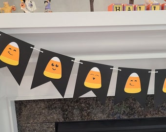 Halloween Candy Corn Faces Banner - Happy Halloween - Trick or Treat - Candy Corn