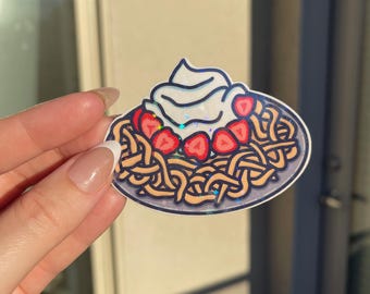 Holographic Funnel Cake Sticker! Fair food nostalgia, Sweet Tooth Sticker! Hand made, Hand Drawn!