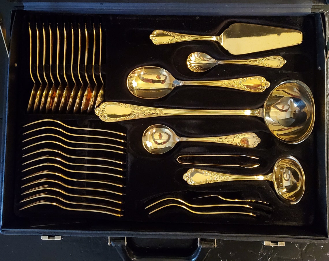 Vintage 72 Piece SBS 18/10 BESTECKE SOLINGEN 23/24 Gold Plated | Etsy
