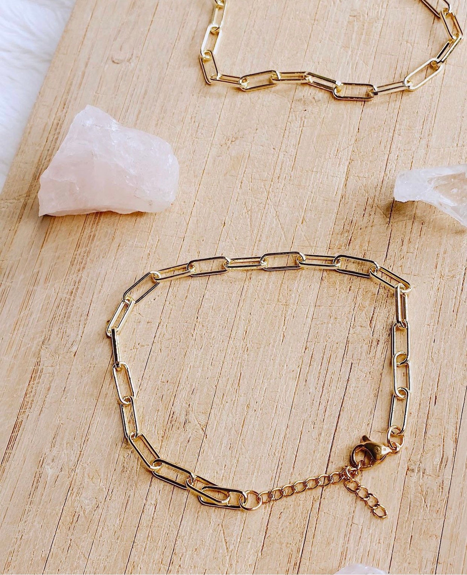 14k Gold Plated Paperclip Chain Bracelet Etsy