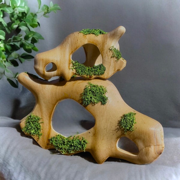 Mossy Aged Cubone Skull - Natural Preserved Moss Hand Crafted Details Decor Anime Pokémon Art Gift Gamer Fan Art