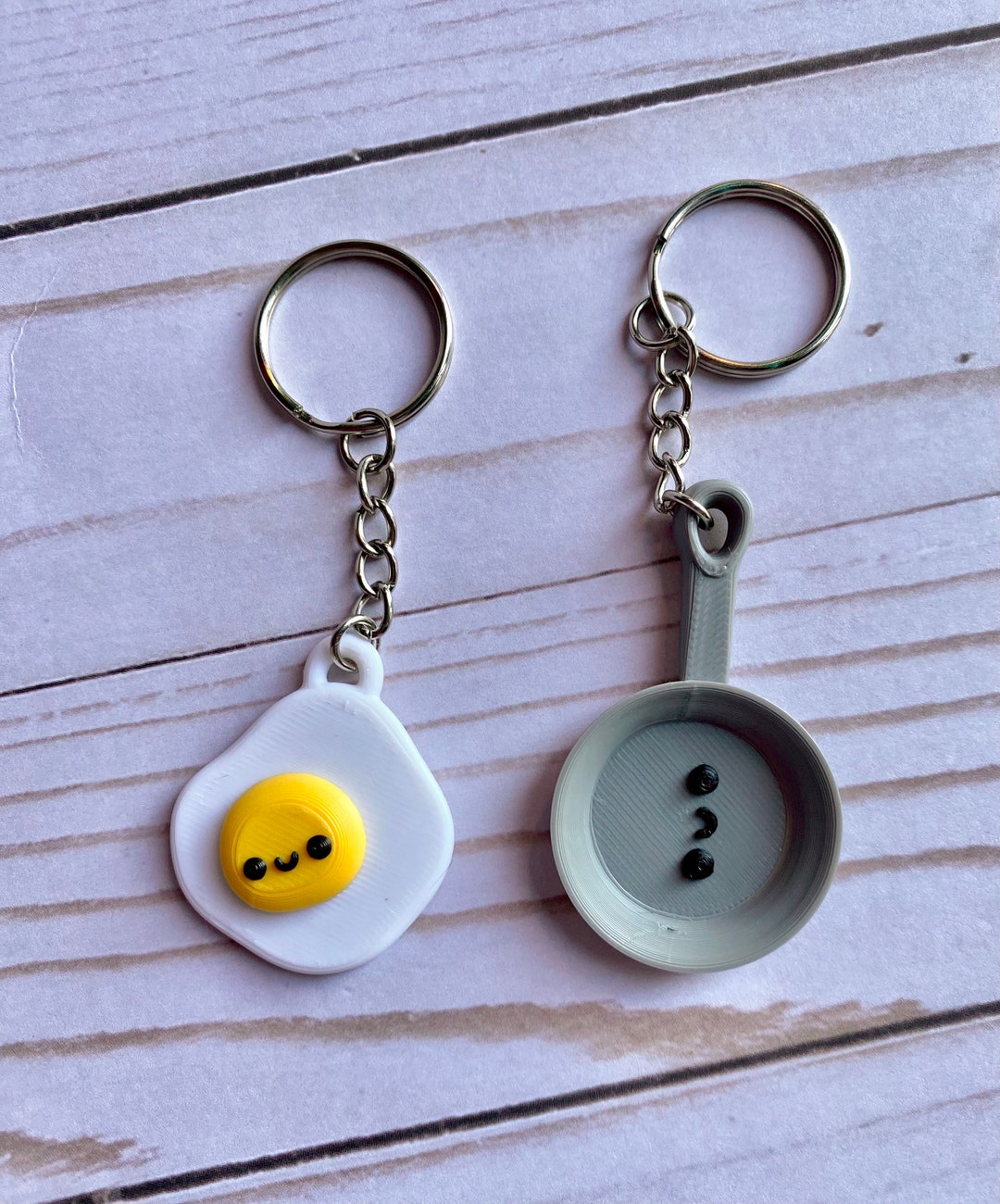 Kawaii Fried Egg Frying Pan Keychain Set Best Friend Relationship Food