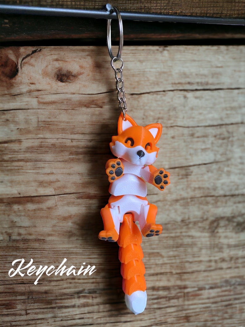 Articulated Baby Fox Fidget Toy Gift Home Decor Keychain