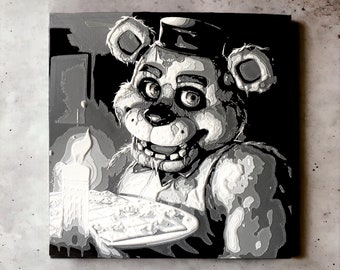 Freddy Fazbear Filament Painting Five Nights At Freddy’s Inspired Art Decor Oil Painting Wall Hanging 3D Printed Gamer Fan Art