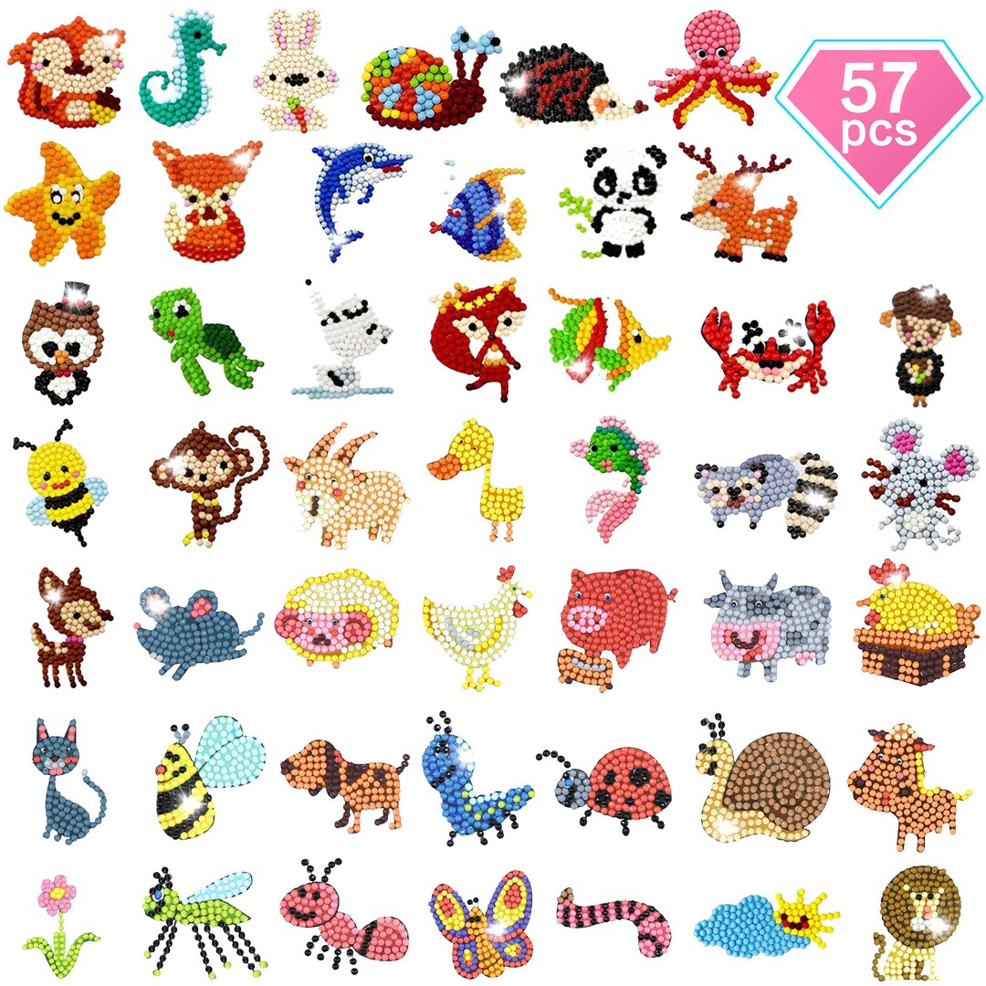 Diamond Painting Stickers Kits for Kids DIY Arts Crafts Animal and Sea