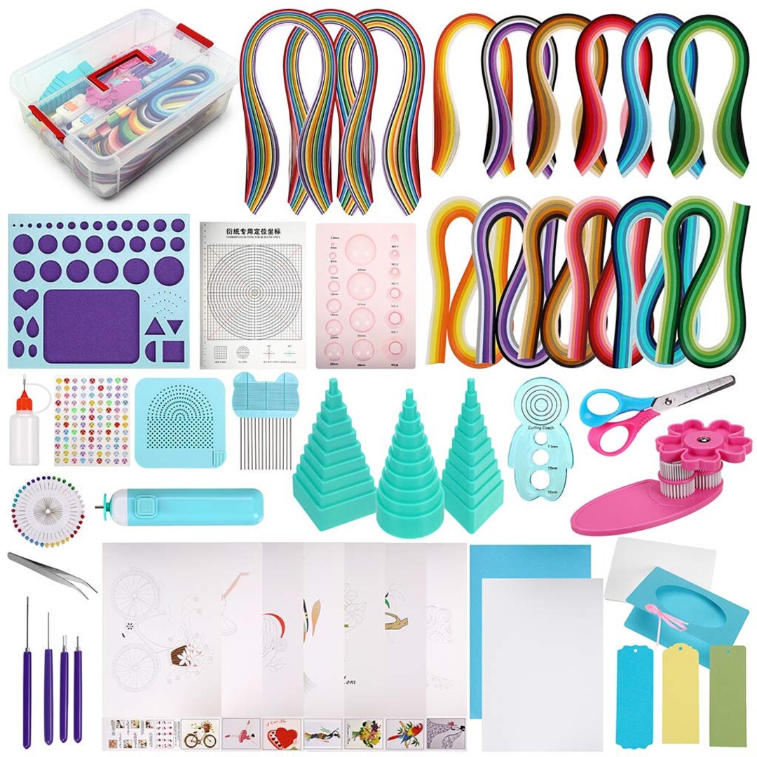 Paper Quilling Kit With 1860 Strips, Quilling Tools Storage Box , Paper