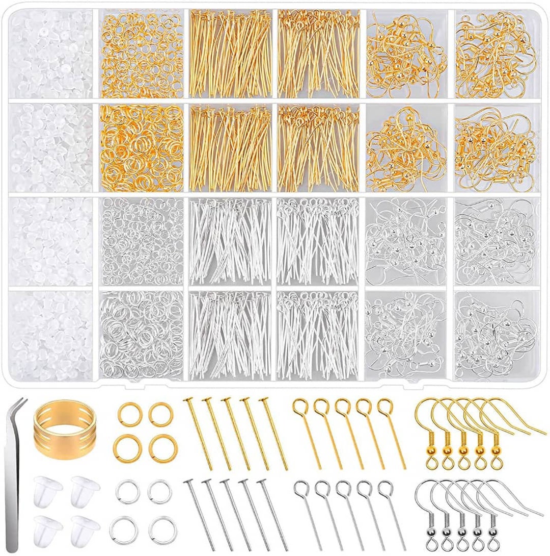 100 PCS Earring Hooks, 925 Sterling Silver Hypoallergenic Earring Hooks for Jewelry  Making, 300 PCS Earring Making kit, Earring Making Supplies with Earring  Backs and Jump Rings