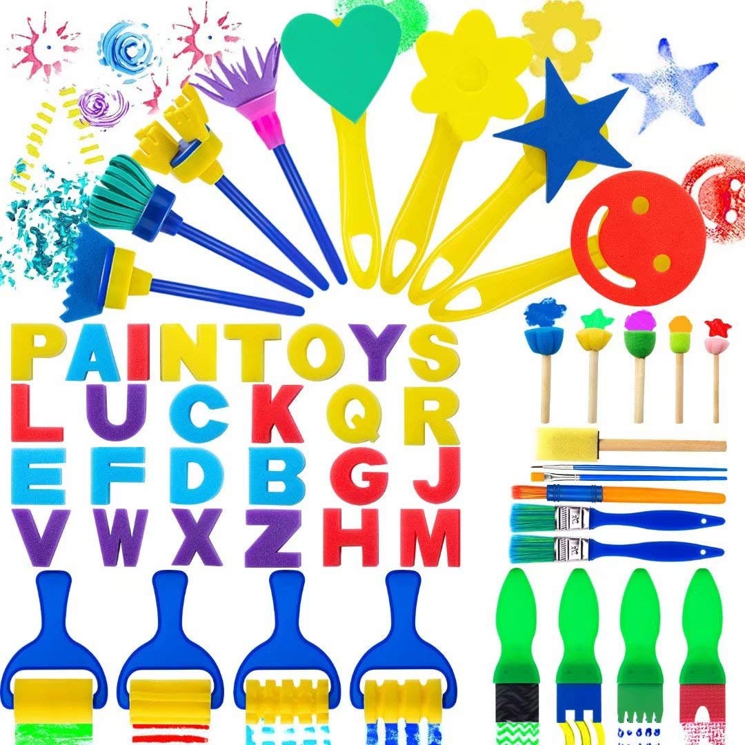Paint Sponges for Kids, Brushes Set, Washable Sponge Painting Brushes Paint Kits Kids Paint