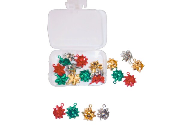 Christmas Charms for Jewelry Making Red Green Bow Charm Pendants