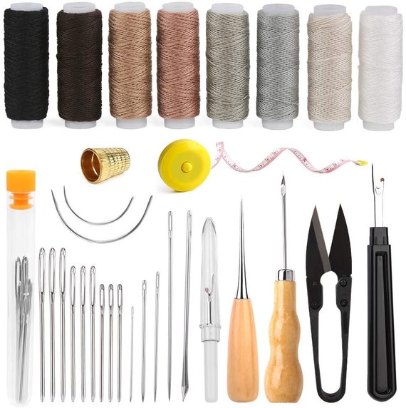 Leather Waxed Thread Stitching Needles Awl Hand Tools Kit for DIY