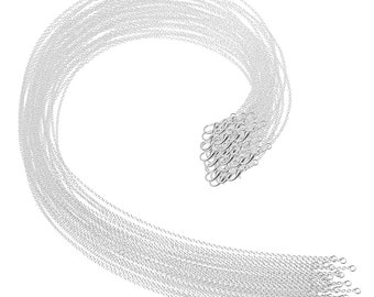Necklace Chains Bulk for Jewelry Making, Bulk Necklace Chains Silver Plated  for Jewelry Making, 1.2 Mm 18 Inches 30 Pack by Fablise Craft 