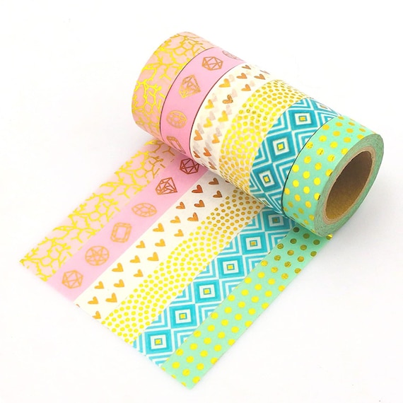 Gold Foil Paper Tape Set, Washi Tape, Masking Tape for Gift