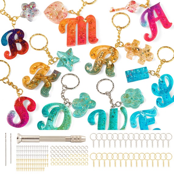 Resin Molds Kit 182pcs Reversed Silicone Alphabet Fancy Letter, Ornament Epoxy  Resin Casting Molds Resin Keychain Making by Fablise Craft 