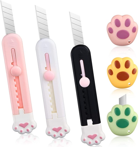 Cute Box Cutter Retractable Kawaii Knife Utility Kitty Letter