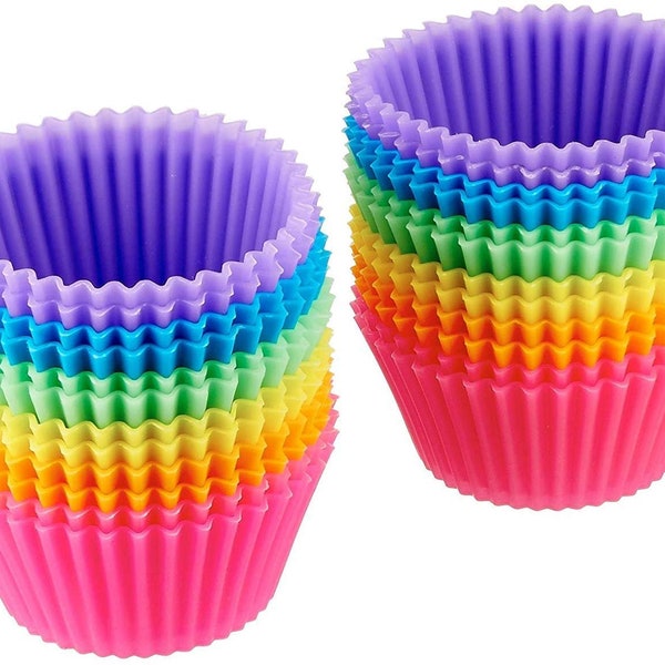 Reusable Silicone Baking Cups, Baking Liners - Pack of 24, Multicolor by Fablise Craft