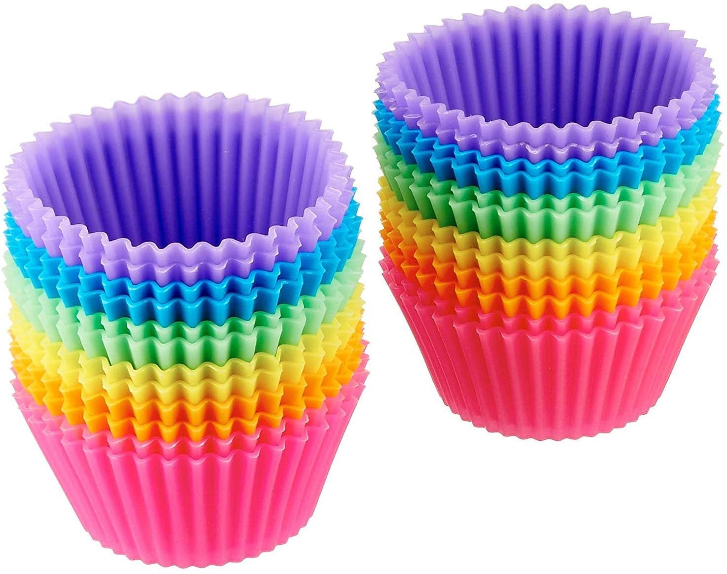 Silicone Cupcake Muffin Baking Cups Liners 36 Pack Reusable Non-Stick Cake  Molds Sets