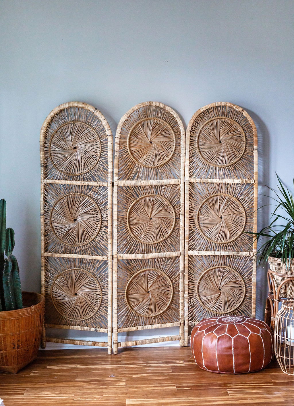 Rattan Arched Sunburst Room Divider FREE SHIPPING