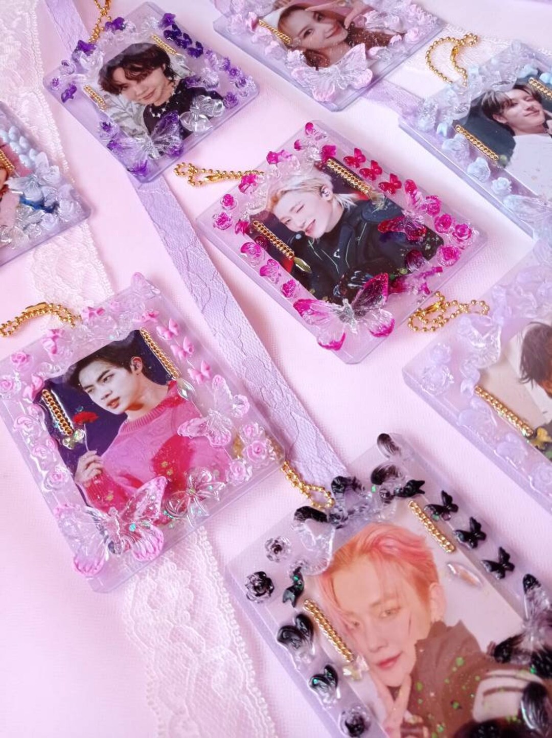 Toploader Deco Kpop Decorated Photocard Holder With Keychain - Etsy