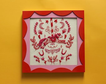 The Pink Pony Hand Embroidery Kit DIY Embroidery