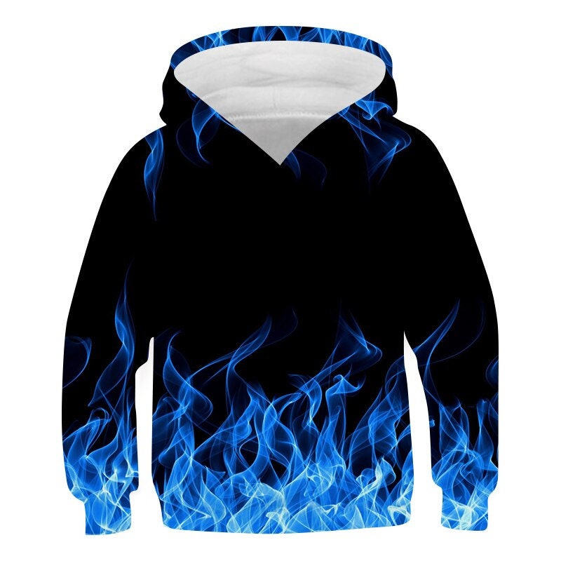 3d Print Blue Flame Men's T-shirt For Summer Outdoor, Casual