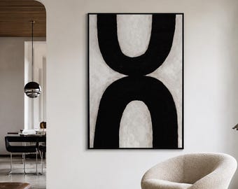 Black and White Abstract Wall Art, Minimalist Printable Abstract Art, Modern Geometric Print, Neutral Scandinavian Decor, Oversized Wall Art