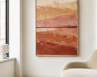 Terracotta Abstract Art Print: Textured Earth Tones Above Bed Wall Art (Digital Download)