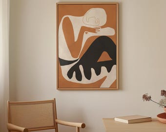 Beige Abstract Woman Art Print, Boho Minimalist Decor (Digital Download)