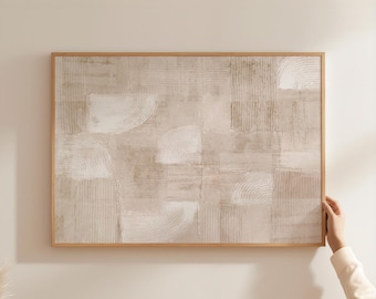 Beige Abstract Painting, Textured Minimalist Wall Art (Digital Download)