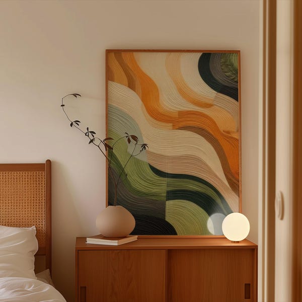 Emerald Green Abstract Art Print: Mid Century Modern Wall Decor (Digital Download)