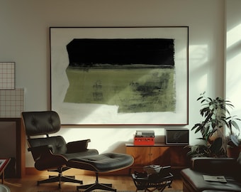 Olive Green Abstract Landscape Art Print, Minimal Textured Wall Decor (Digital Download)