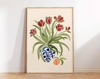 Flower Vase Kitchen Print: Modern Dining Room Wall Art (Digital Download)