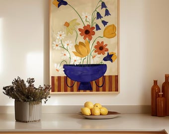 Abstract Floral Print, Modern Vase Illustration (Digital Download)