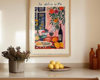 La Dolce Vita Kitchen Print: Italienisches Essen & Wein Kunst (Digitaler Download)