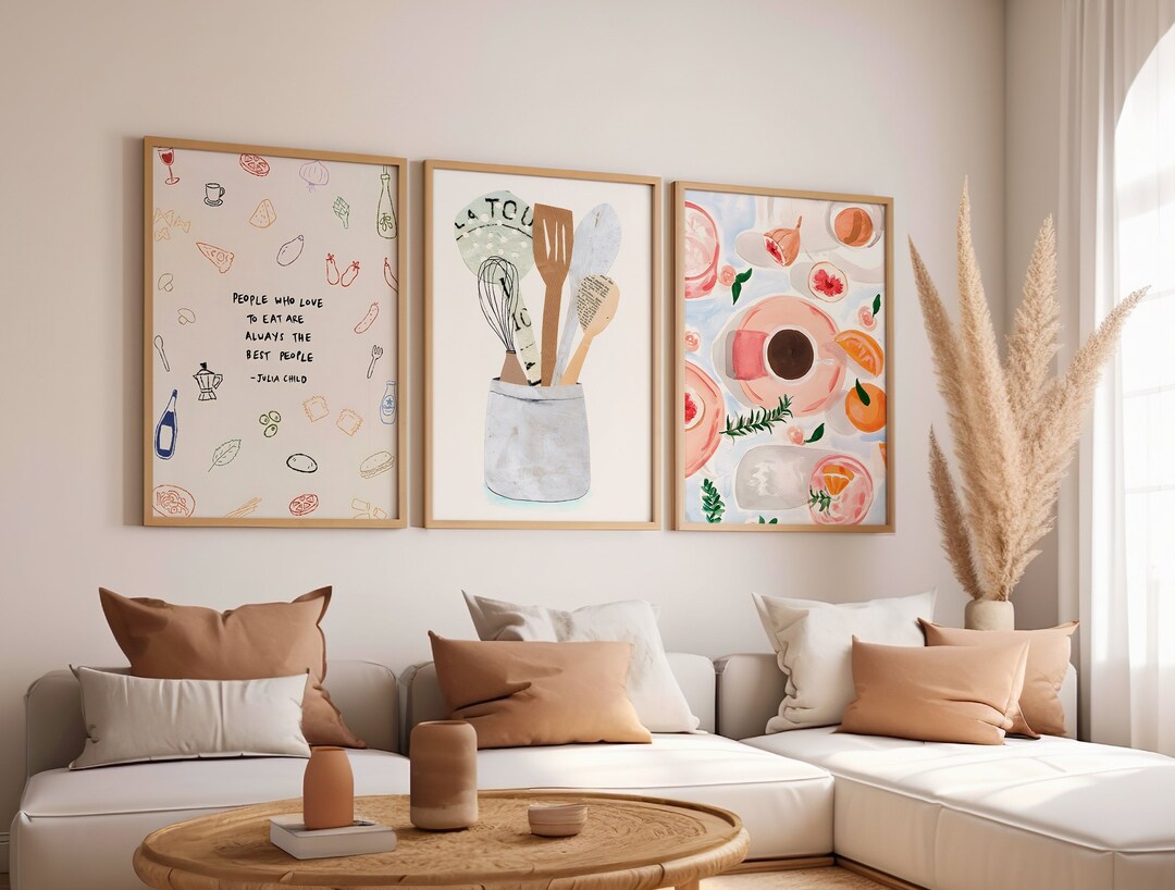 Kitchen Wall Art Set of 3, Dining Room Wall Art, Contemporary Kitchen ...