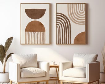 Abstract Beige Prints Set, Minimalist Earth Tone Wall Art (Digital Download)