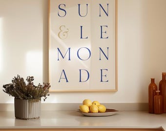 Sun & Lemonade Italian Kitchen Print | Minimalist Typography Wall Art (Digital Download)