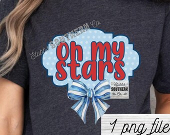 Preppy America Oh My Stars Coquette PNG, Retro 4th of July Sublimation, Girly USA Design, Memorial Day Shirt, Patriotic 1776 Clipart