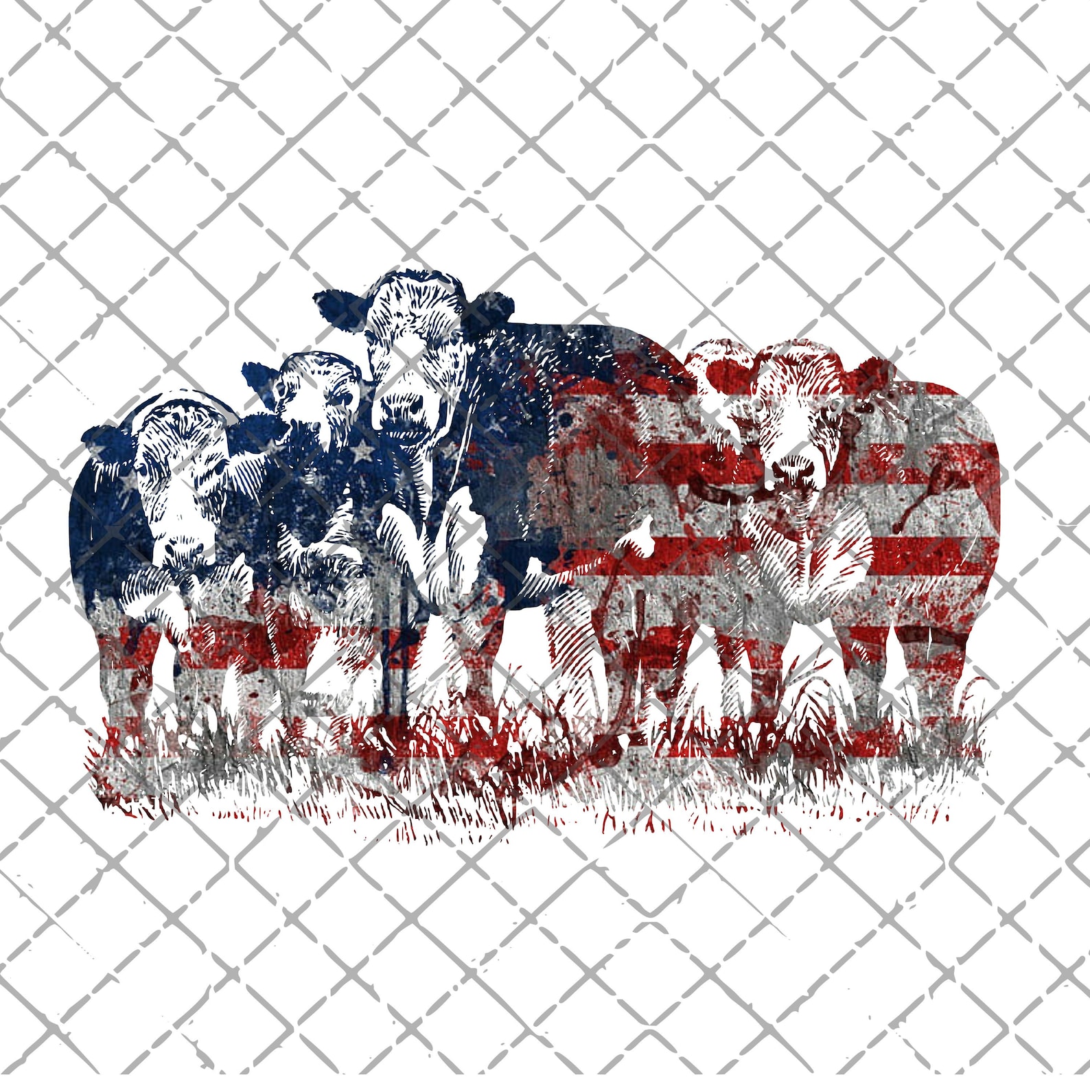 American Flag Cows PNG File, Sublimation Design, Digital Download, Farm