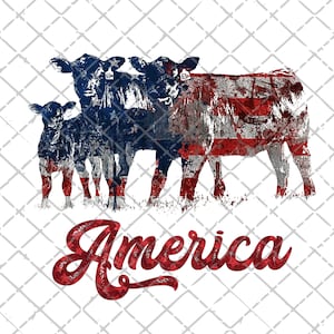 Drapeau américain vaches fichier PNG, Sublimation Design, téléchargement numérique, Clipart ferme, fichier pour Sublimation