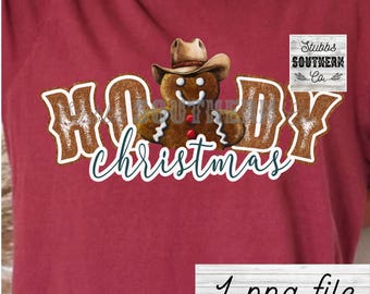 Howdy Christmas Gingerbread man PNG, Christmas Season Png, Christmas western PNG, Christmas png, Retro Christmas Shirt PNG, Country png