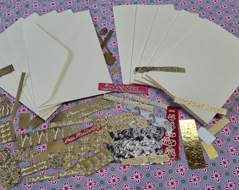 Greeting card envelope set with over 130 stickers, lettering, pictures, and motifs for crafting and creativity