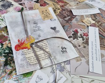 30 pieces of craft material, book pages, collages, vintage paper, junk journal, scrapbooking, ephemera in a bundle kit