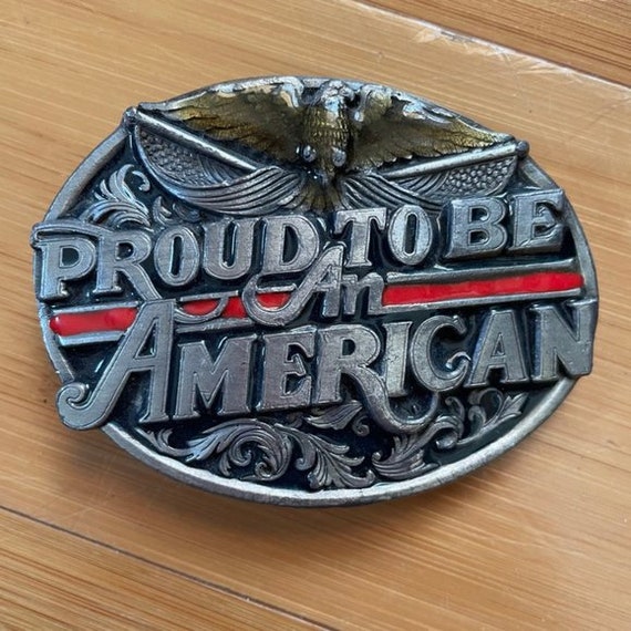 1978 Patriotic USA Belt Buckle Suede