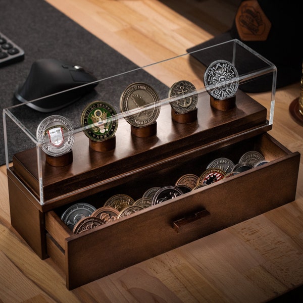 Handcrafted Premium Challenge Coin Display Case – Preserve The Memories with The Coin Deck – Wooden Military Coin Holder – Lifetime Warranty